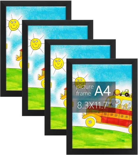 Miniatura 27 de Golden State Art, Marco de fotos A2 negro hecho de madera maciza y plexiglás, pantalla A2 (16.5 x 23.4) imagen sin paspartú, 2