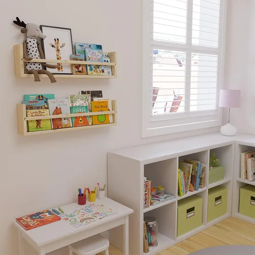 Miniatura 2 de Polynez - Estantes flotantes de 30 pulgadas para guardería y niños, juego de 2 estantes de pared multiusos sin terminar