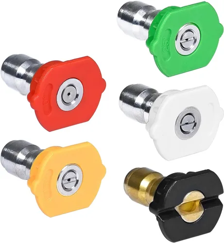 TOOLCY Puntas de boquilla para lavadora a presión, 2.5 orificios, diseño de hasta 3000 PSI, múltiples grados, para uso en agua fría y caliente,