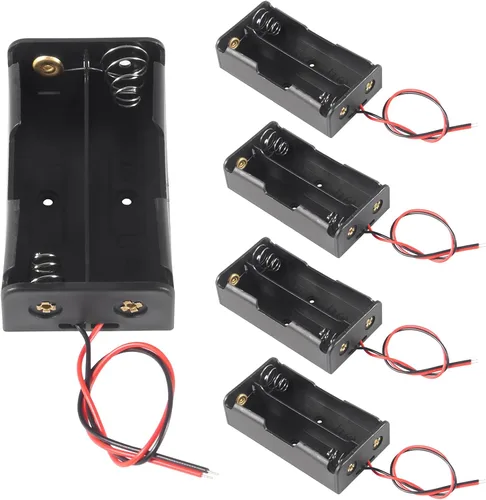 Miniatura 10 de ACEIRMC 10 unids 18650 clip de batería 1 ranuras 3.7 V plástico 18650 caja de almacenamiento de batería con cables de cable negro y rojo