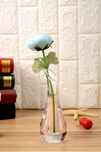 Miniatura 2 de Jarrón de plástico transparente de 6 pulgadas de altura para una rosa, resistente a la rotura #2020
