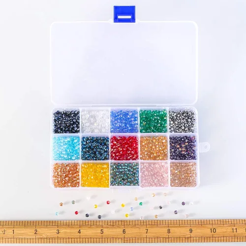 Miniatura 4 de Cuentas redondas de vidrio de 0.157 in para hacer joyas, color AB, 1500 cuentas espaciadoras de cristal para pulseras, collares, accesorios