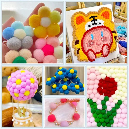 Miniatura 6 de Praisebank Pompones multicolores, 2000 piezas, 1 cm, pompones para manualidades, pompones en frasco, pompones para artesanía.