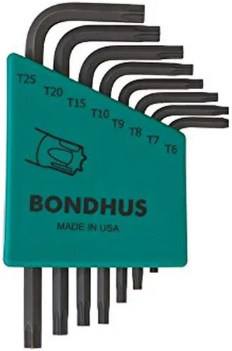 Bondhus 31732 Juego de 8 llaves en L de estrella, longitud corta, tamaños T6-T25, multicolor, talla única
