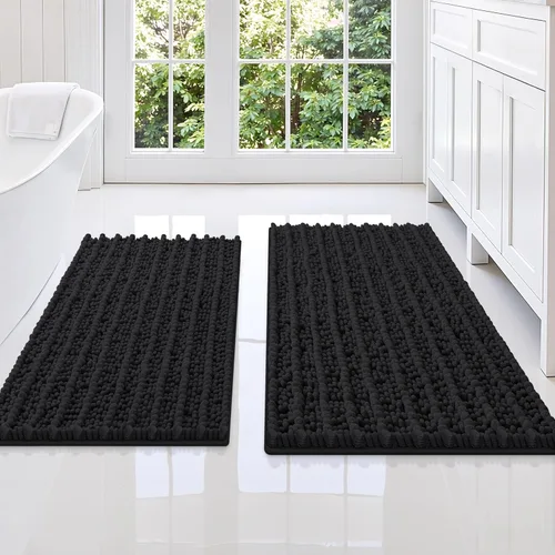 Miniatura 28 de Smiry Juego de 2 alfombras de baño, suaves y absorbentes, parte trasera de goma antideslizante, lavables a máquina, juego de alfombras de baño