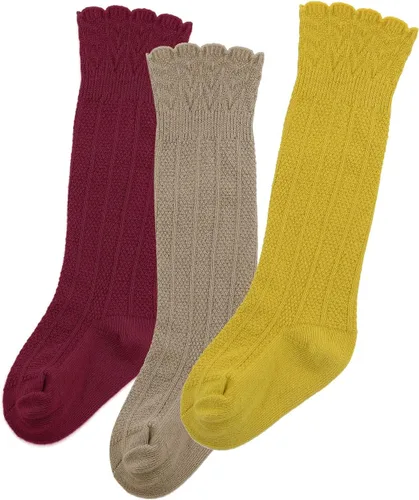 Miniatura 6 de Zando Calcetines altos hasta la rodilla para bebés recién nacidos, calcetines de algodón con volantes, calcetines largos cálidos para niñas y niños