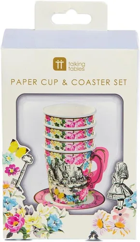 Miniatura 8 de Set de tazas con manija y plato Truly Alice del Sombrerero Loco de Alicia en el país de las maravillas, en 3 diseños para fiesta de té o cumpleaños