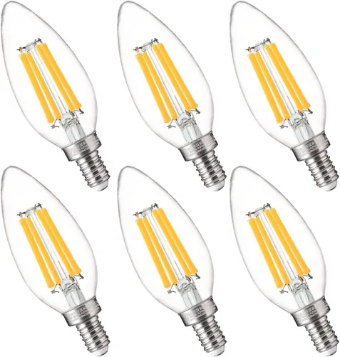 Miniatura 11 de FLSNT, bombillas LED regulables de 5000K luz diurna, 60W equivalentes, B11 base LED E12 para candelabro, bombillas de araña, 550LM, CRI90, paquete