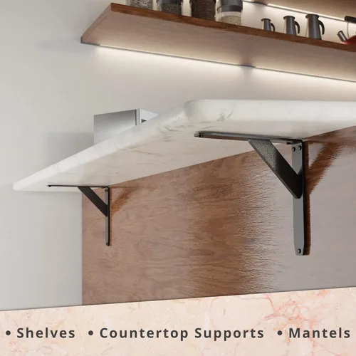 Miniatura 33 de Starby Charleston Soportes de acero resistente para repisa de chimenea, estante flotante, soporte de encimera, soldado a mano (paquete de 2)