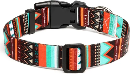 Miniatura 2 de Mercano Collar ajustable para perro, patrones de diseño especial, collar de nailon suave, cómodo y duradero, para perros pequeños, medianos y Verde