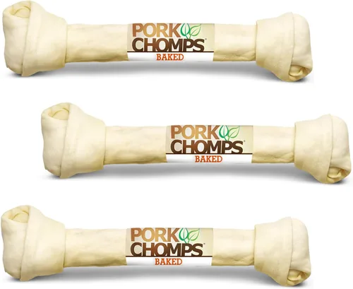 Miniatura 15 de Pork Chomps Masticable para perros de piel de cerdo al horno, nudo de 11 pulgadas, 1 unidad