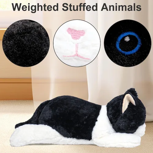 Miniatura 2 de Wepop Animales de Peluche con Peso de 5 Libras, Peluche de Gato Grande de 24 Pulgadas con Peso, Almohadas de Peluche para Abrazos, Regalos