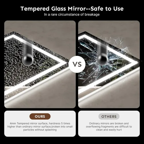 Miniatura 7 de Espejo de baño LED de 24 x 32 pulgadas con luces – antiniebla, regulable, retroiluminado e iluminado frontalmente, espejo de tocador iluminado