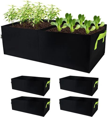 Miniatura 6 de Bolsas de cultivo de plantas, paquete de 2, 38 galones, 3 agujeros rectangulares Plantación elevada de tela, transpirable, para papa, tomate