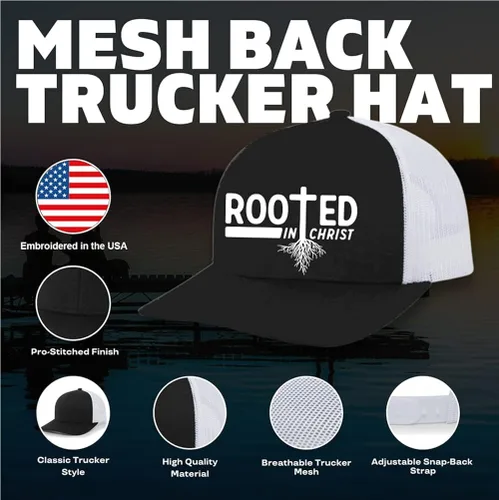 Miniatura 3 de Sombrero de camionero con diseño de cruz de fe cristiana para hombre