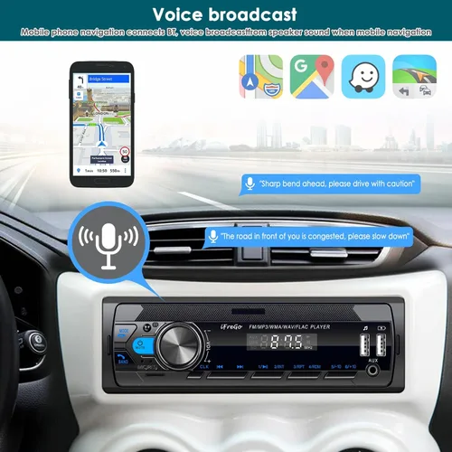 Miniatura 5 de Radio de coche Bluetooth, estéreo de automóvil DIN único, radio FM, receptores de audio para automóvil con llamadas manos libres y transmisión