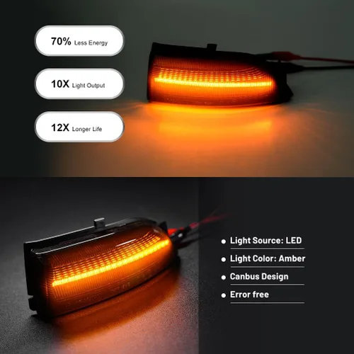 Miniatura 2 de Ranger - Lámparas LED de espejo lateral para Ford Ranger Lariat ámbar 2019 2020 2021 2022 2023 Luz LED de estacionamiento de conducción ámbar Lente
