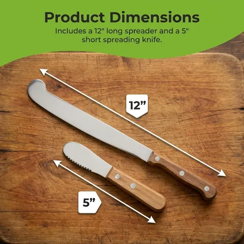 Miniatura 7 de Performore 2 cuchillos esparcidores, cuchillo de mantequilla de maní de 12 pulgadas que funciona muy bien con frascos y cuchillo corto de 5