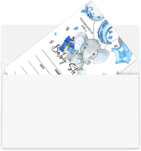 Miniatura 4 de Ggjgrpx Invitación de fiesta de baby shower de elefante para celebrar la futura mamá, invitación de baby shower para niños y niñas, 20 de una sola