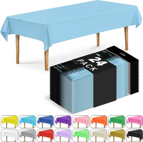 Miniatura 34 de DecorRack 2 Manteles rectangulares de plástico libres de BPA, 54 x 108 pulgadas, mantel de mesa para comedor, mantel rectangular para fiestas