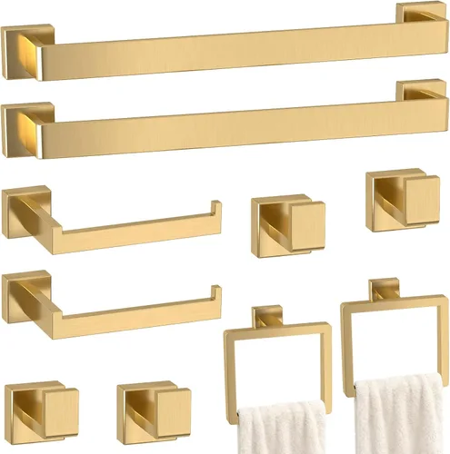 Miniatura 25 de Juego de 10 accesorios de baño negro mate, juego de herrajes de baño de acero inoxidable, toalleros para baño montados en la pared, juego de barras