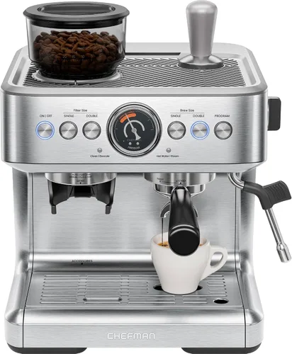 Miniatura 8 de Chefman CraftBrew - Máquina de café expreso digital con bomba de 15 bares con varita de vapor para café con leche y capuchino, máquina de café