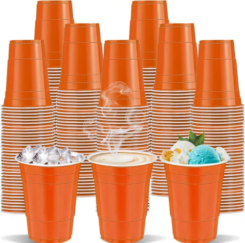 Miniatura 23 de 120 piezas 16 onzas Vasos de plástico amarillos para Acción de Gracias Vasos desechables de plástico amarillos Vasos de fiesta para beber