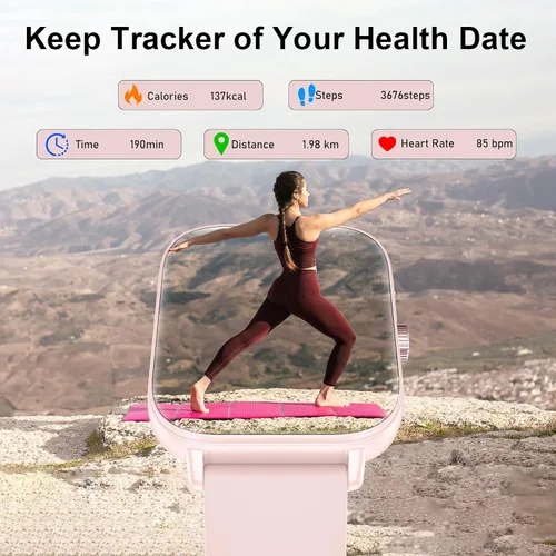 Miniatura 2 de Reloj inteligente para mujeres y hombres (respuesta/hacer llamadas) 1.83 pulgadas HD 3 bandas reloj inteligente compatible con teléfonos Android Rosa