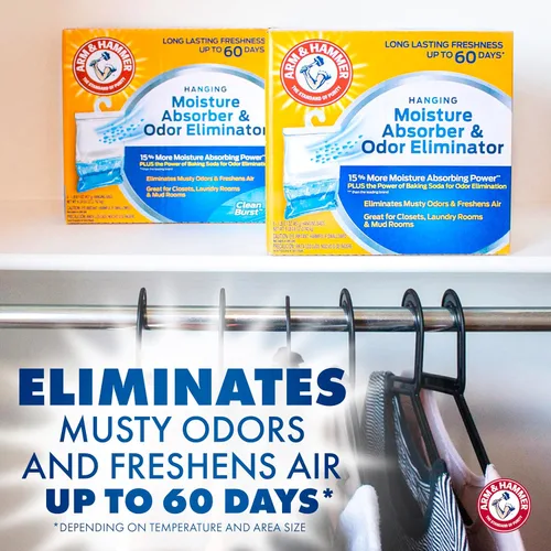 Miniatura 2 de Arm & Hammer Absorbedor de humedad colgante y eliminador de olores, 16.1 onzas, paquete de 6, explosión limpia, absorbentes de humedad para armario