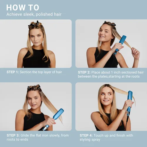 Miniatura 7 de BabylissPRO Nano Titanium Ultra-Sleek Hair Straightener, Flat Iron for All Hair Types Azul