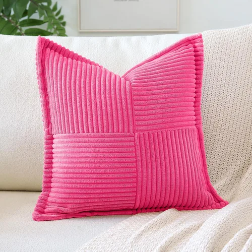Miniatura 29 de OTOSTAR Fundas de almohada de pana a rayas con empalme, fundas de almohada bohemias súper suaves laterales decorativas con textura para sofá, cama