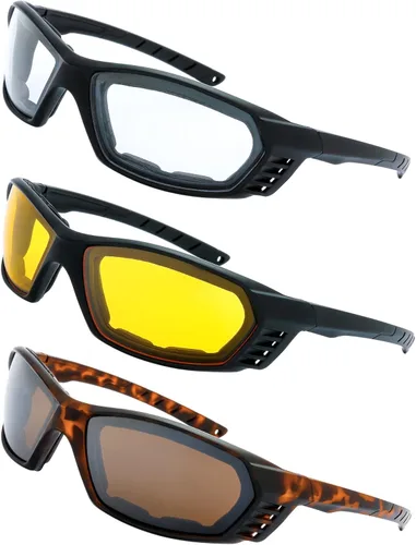 Miniatura 8 de Gafas de Motocicleta con Marco Acolchado y Lentes que Bloquean 100% UVB/UVB para Actividades al Aire Libre y Deportes 5-negro mate