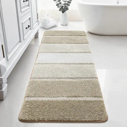 Miniatura 33 de COSY HOMEER Alfombras de baño de 24 x 17 pulgadas, ultra suaves y absorbentes, con respaldo de TPR antideslizante, lavable a máquina, alfombra Beige