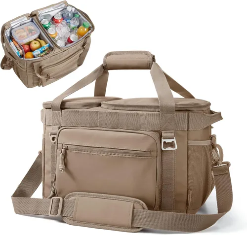 Miniatura 24 de TOURIT Lonchera térmica con lados blandos 48/60 latas gran bolsa de almuerzo plegable, caja de hielo, 8.4/10.6 galones enfriadores sin fugas y Negro