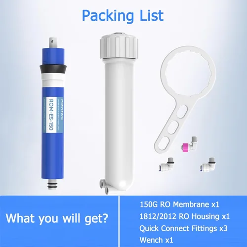 Miniatura 6 de Filtro de membrana RO de 150 GPD con carcasa, membrana de ósmosis inversa de repuesto para el hogar, debajo del fregadero, sistema de filtración