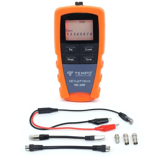 TEMPO NC-100 NETcat Micro Herramienta de prueba de cableado, prueba de Ethernet coaxial, probador de cable digital para voz, datos, video, coaxial,