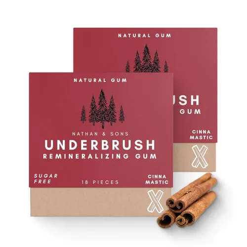Miniatura 9 de UnderBrush Mastic Mint – Goma de mascar remineralizante sin azúcar con xilitol e hidroxiapatita – Apoya el aliento fresco y la salud bucal – Base