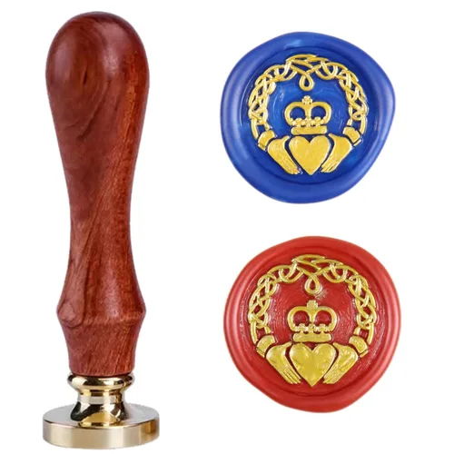 Miniatura 23 de Sello de cera de trébol de cuatro hojas, sello de trébol de la suerte con mango de palisandro 1'' 2.5cm, sello distintivo de cera de sellado, un