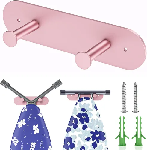 Miniatura 10 de Soporte para tabla de planchar para montaje en pared, soporte para tabla de planchar para almacenamiento de patas en Y o T, colgador de metal