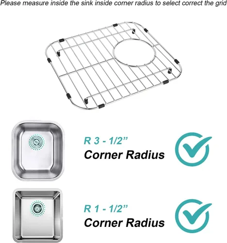 Miniatura 5 de Rejilla para fregadero de cocina de 11-3/4 x 12-1/4 pulgadas, protector de fregadero de cocina resistente con colador integrado y drenaje trasero