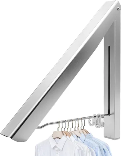 Miniatura 7 de IN VACUUM Perchero de secado de ropa, perchero retráctil montado en la pared para lavandería, garaje, uso en interiores y exteriores, aluminio