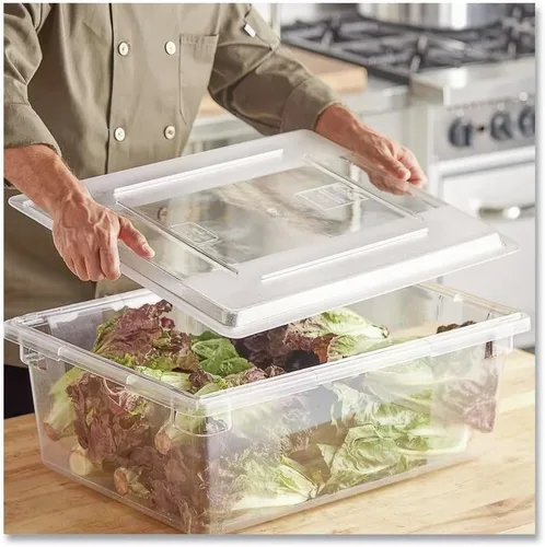 Miniatura 4 de Rubbermaid Commercial Products Tapa de caja de almacenamiento de alimentos para tamaños de 8.5, 12.5, 16.5 y 21.5 galones, transparente
