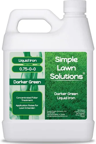Simple Lawn Solutions - Fertilizante líquido de hierro verde oscuro - Micronutrientes quelatados - Refuerzo verde concentrado para césped, plantas