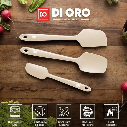 Miniatura 4 de DI ORO juego de espátulas de silicona - espátulas de cocina de goma para hornear, cocinar y mezclar - espátulas de raspador de silicona resistentes