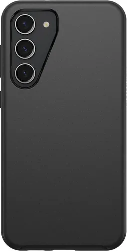 OtterBox Funda para Galaxy S23+ Symmetry Series, color negro, ultra suave, compatible con carga inalámbrica, bordes elevados que protegen la cámara
