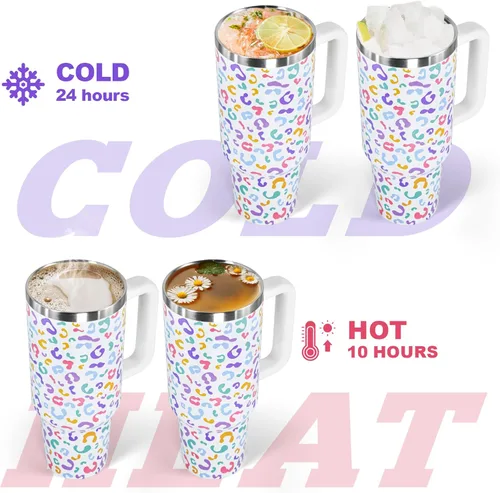 Miniatura 7 de Sweet Grain - Vaso de 40 onzas con asa y pajita, mantiene las bebidas frías hasta 24 horas, vaso aislado al vacío de acero inoxidable con diseño
