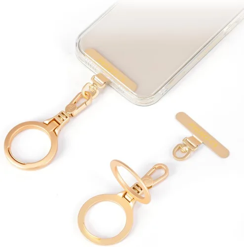 Miniatura 12 de Lengüeta de metal para teléfono, parche de cordón, llavero de soporte para teléfono, soporte para anillo, lengüeta de correa Dorado