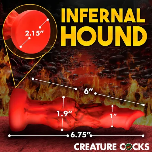 Miniatura 4 de CREATURE COCKS Consolador de silicona Fire Hound para hombres, mujeres y parejas. Consolador de fantasía, base de ventosa Stong. Compatible