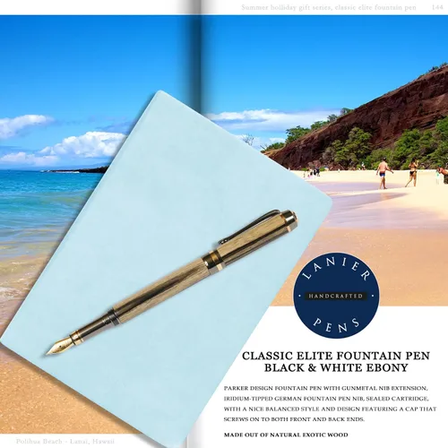 Miniatura 4 de Lanier Pens Pluma estilográfica Elite - Gun Metal - Negro y Blanco Ébano