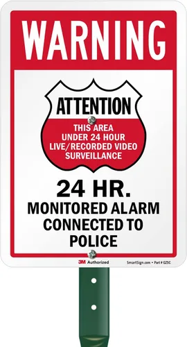 Miniatura 9 de SmartSign Letrero de metal con texto en inglés "Warning Area Under Live/Recorded Surveillance, Alarm Connected to Police", aluminio de 63 mil